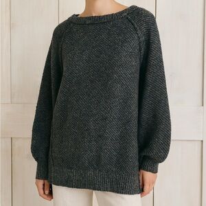 Free People Oversized Reverse Seam Chunky Sweater Black Brown Marled‎ Size XS